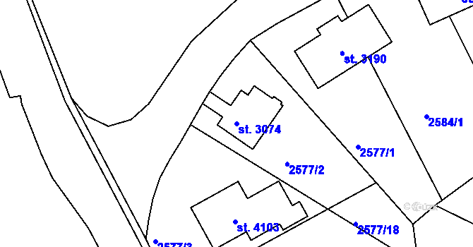 Parcela st. 3074 v KÚ Jablonec nad Nisou, Katastrální mapa