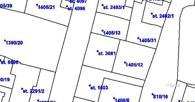 Parcela st. 3081 v KÚ Jablonec nad Nisou, Katastrální mapa