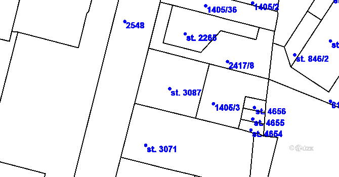 Parcela st. 3087 v KÚ Jablonec nad Nisou, Katastrální mapa