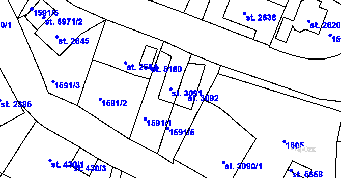 Parcela st. 3091 v KÚ Jablonec nad Nisou, Katastrální mapa