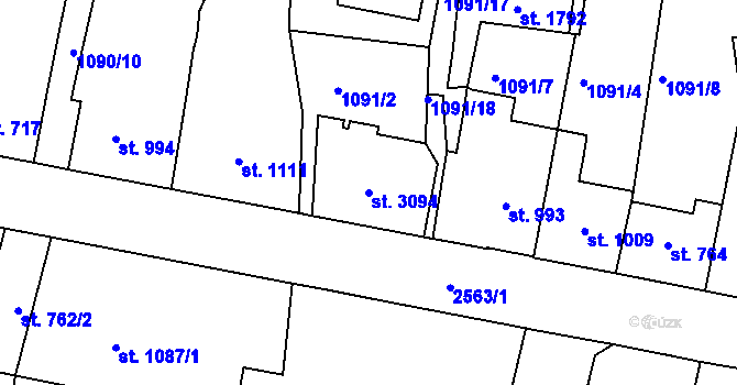 Parcela st. 3094 v KÚ Jablonec nad Nisou, Katastrální mapa