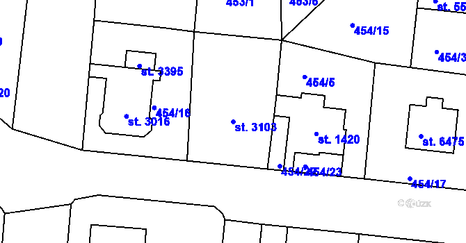Parcela st. 3103 v KÚ Jablonec nad Nisou, Katastrální mapa