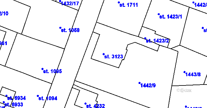 Parcela st. 3123 v KÚ Jablonec nad Nisou, Katastrální mapa