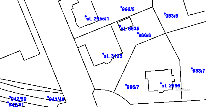 Parcela st. 3125 v KÚ Jablonec nad Nisou, Katastrální mapa
