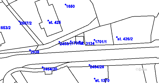 Parcela st. 3134 v KÚ Jablonec nad Nisou, Katastrální mapa