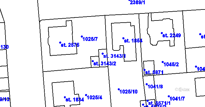 Parcela st. 3143/1 v KÚ Jablonec nad Nisou, Katastrální mapa