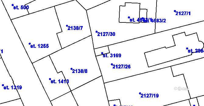 Parcela st. 3169 v KÚ Jablonec nad Nisou, Katastrální mapa