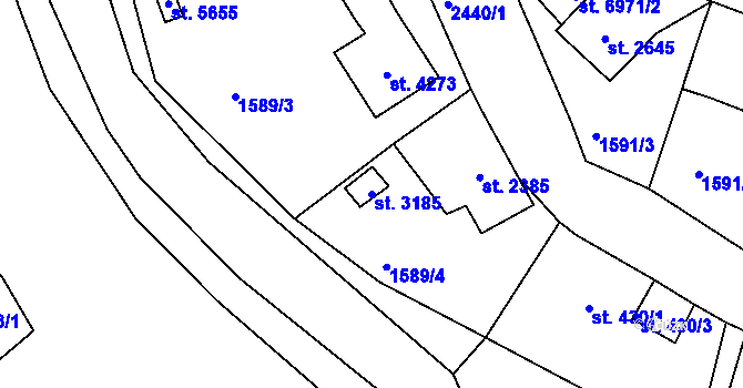 Parcela st. 3185 v KÚ Jablonec nad Nisou, Katastrální mapa