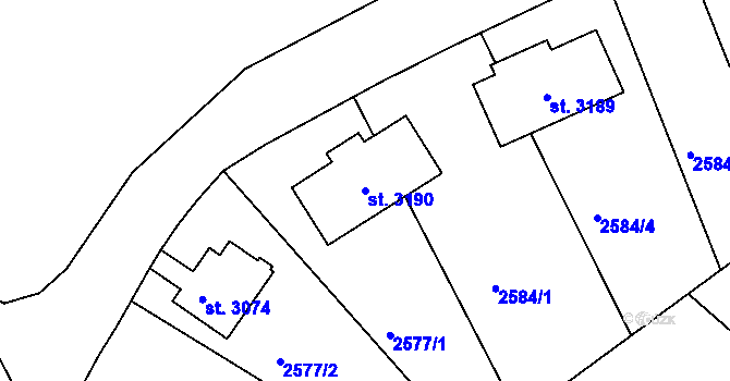 Parcela st. 3190 v KÚ Jablonec nad Nisou, Katastrální mapa