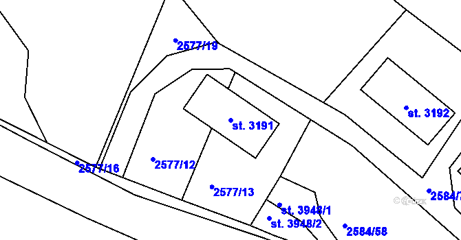Parcela st. 3191 v KÚ Jablonec nad Nisou, Katastrální mapa