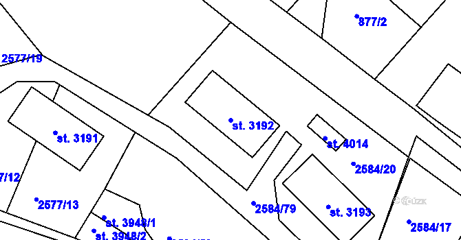 Parcela st. 3192 v KÚ Jablonec nad Nisou, Katastrální mapa