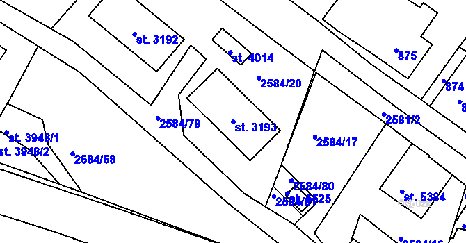 Parcela st. 3193 v KÚ Jablonec nad Nisou, Katastrální mapa