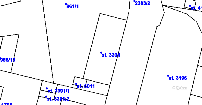 Parcela st. 3204 v KÚ Jablonec nad Nisou, Katastrální mapa