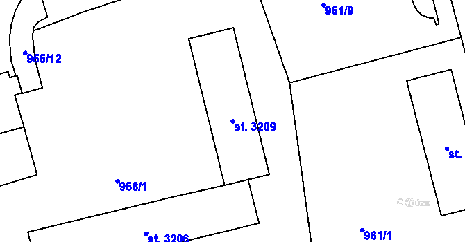Parcela st. 3209 v KÚ Jablonec nad Nisou, Katastrální mapa