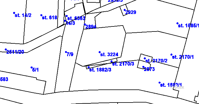 Parcela st. 3224 v KÚ Jablonec nad Nisou, Katastrální mapa