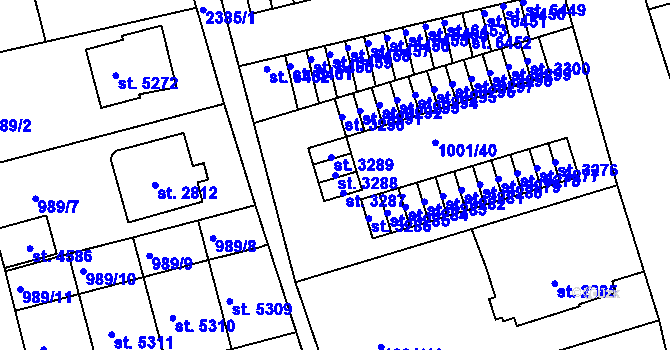 Parcela st. 3288 v KÚ Jablonec nad Nisou, Katastrální mapa