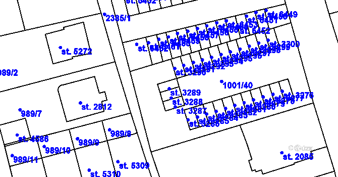 Parcela st. 3289 v KÚ Jablonec nad Nisou, Katastrální mapa