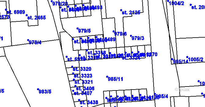 Parcela st. 3316 v KÚ Jablonec nad Nisou, Katastrální mapa
