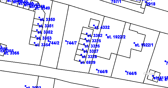Parcela st. 3326 v KÚ Jablonec nad Nisou, Katastrální mapa