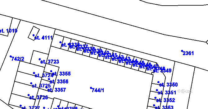 Parcela st. 3342 v KÚ Jablonec nad Nisou, Katastrální mapa