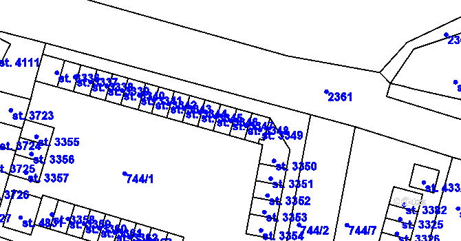 Parcela st. 3347 v KÚ Jablonec nad Nisou, Katastrální mapa
