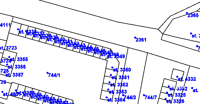 Parcela st. 3348 v KÚ Jablonec nad Nisou, Katastrální mapa