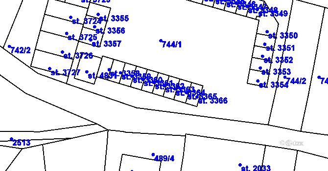 Parcela st. 3363 v KÚ Jablonec nad Nisou, Katastrální mapa