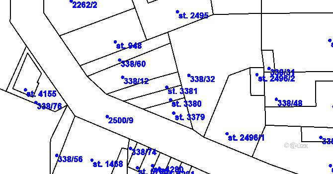 Parcela st. 3381 v KÚ Jablonec nad Nisou, Katastrální mapa