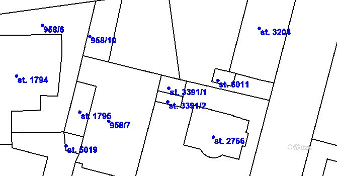 Parcela st. 3391/1 v KÚ Jablonec nad Nisou, Katastrální mapa