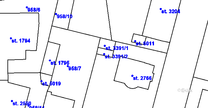 Parcela st. 3391/2 v KÚ Jablonec nad Nisou, Katastrální mapa