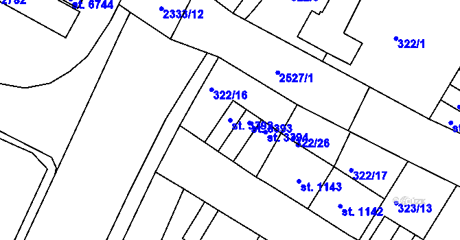Parcela st. 3392 v KÚ Jablonec nad Nisou, Katastrální mapa