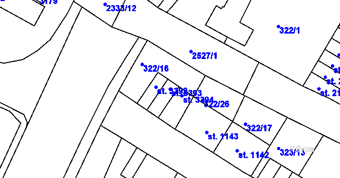 Parcela st. 3393 v KÚ Jablonec nad Nisou, Katastrální mapa