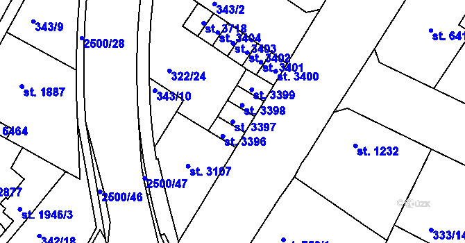 Parcela st. 3397 v KÚ Jablonec nad Nisou, Katastrální mapa
