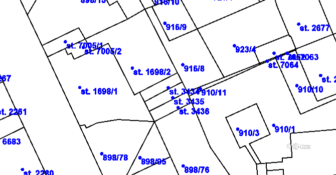 Parcela st. 3434 v KÚ Jablonec nad Nisou, Katastrální mapa