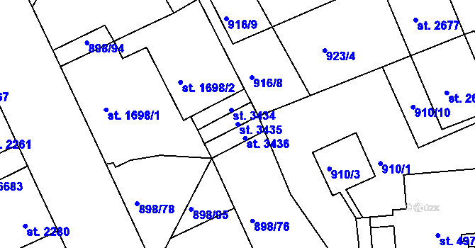 Parcela st. 3435 v KÚ Jablonec nad Nisou, Katastrální mapa
