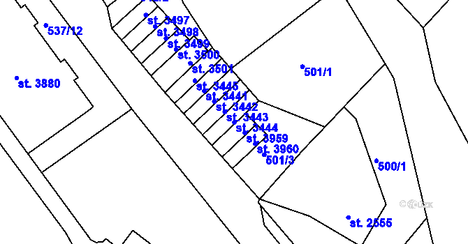 Parcela st. 3444 v KÚ Jablonec nad Nisou, Katastrální mapa