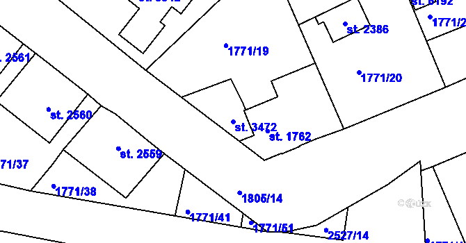 Parcela st. 3472 v KÚ Jablonec nad Nisou, Katastrální mapa