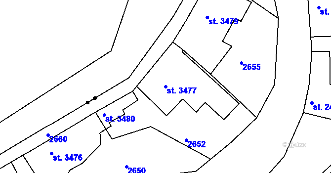 Parcela st. 3477 v KÚ Jablonec nad Nisou, Katastrální mapa