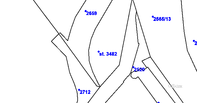 Parcela st. 3482 v KÚ Jablonec nad Nisou, Katastrální mapa