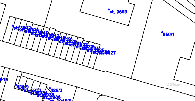 Parcela st. 3527 v KÚ Jablonec nad Nisou, Katastrální mapa