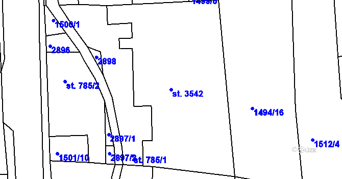 Parcela st. 3542 v KÚ Jablonec nad Nisou, Katastrální mapa