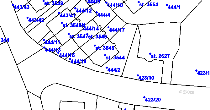Parcela st. 3544 v KÚ Jablonec nad Nisou, Katastrální mapa