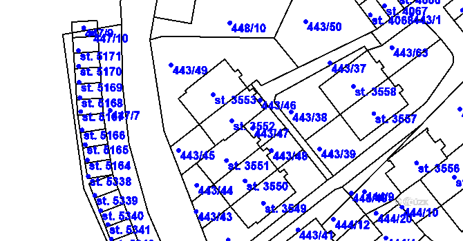 Parcela st. 3552 v KÚ Jablonec nad Nisou, Katastrální mapa