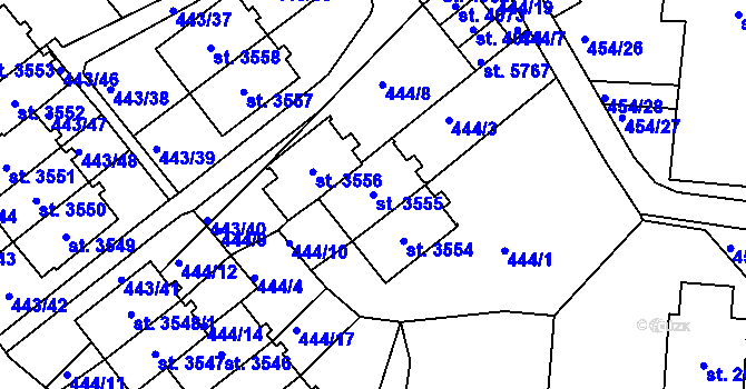 Parcela st. 3555 v KÚ Jablonec nad Nisou, Katastrální mapa