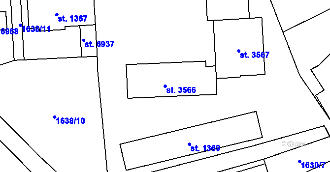 Parcela st. 3566 v KÚ Jablonec nad Nisou, Katastrální mapa