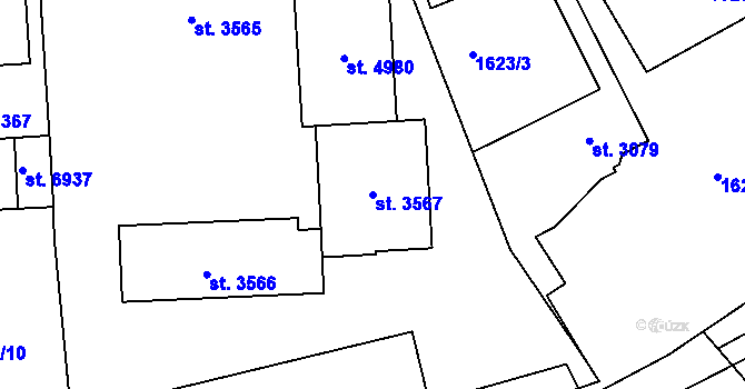 Parcela st. 3567 v KÚ Jablonec nad Nisou, Katastrální mapa