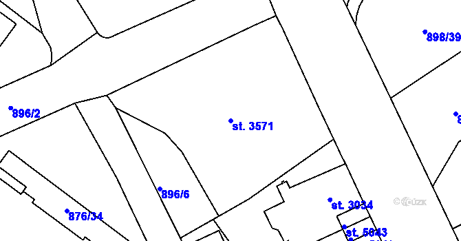 Parcela st. 3571 v KÚ Jablonec nad Nisou, Katastrální mapa