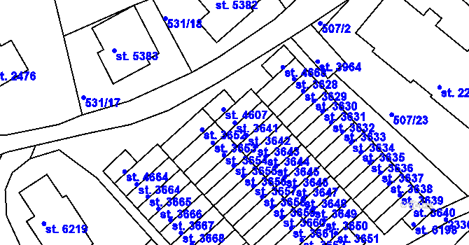 Parcela st. 3641 v KÚ Jablonec nad Nisou, Katastrální mapa