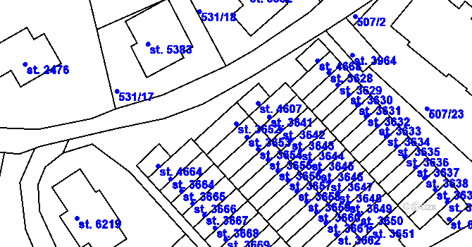 Parcela st. 3652 v KÚ Jablonec nad Nisou, Katastrální mapa