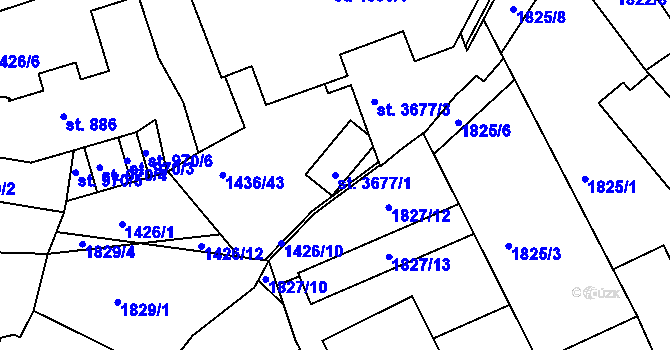 Parcela st. 3677/1 v KÚ Jablonec nad Nisou, Katastrální mapa